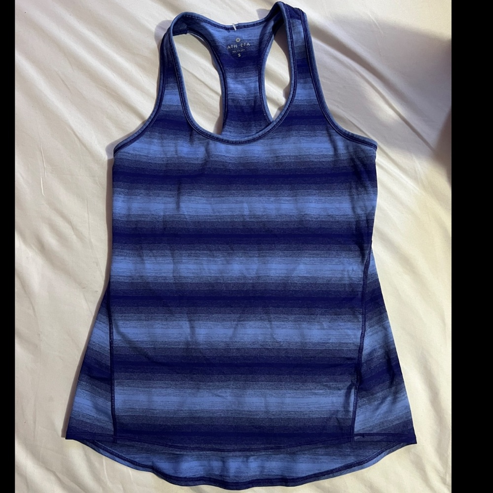 Athleta tank top size S stripped with light blue and dark blue